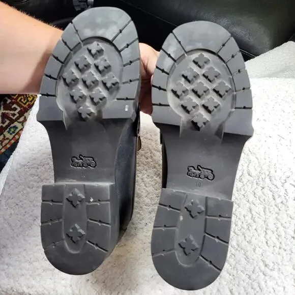 COACH black leather Leah loafers  lug sole and a C logo accent womens size 10 - Picture 5 of 7